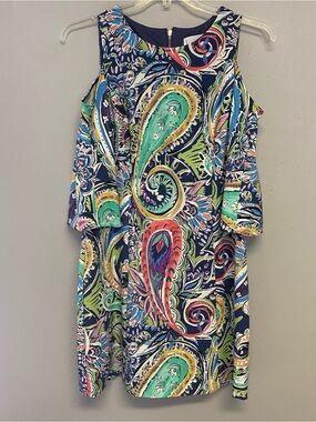 Nicole Miller Multicolor Paisley Mini Dress - Navy, Teal, Coral, Lime